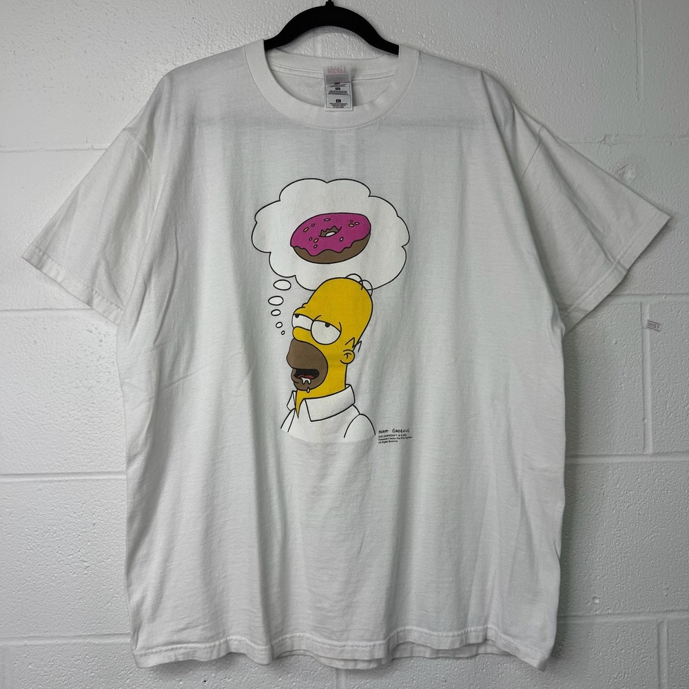 Vintage 90s The Simpsons Homer Donut TV Movie Promo T-Shirt Sz XL White